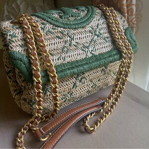 Tory Burch Arugula Fleming Straw Shoulder Bag Crossbody